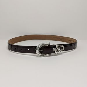 Brighton Italian Leather Brown Silver Buckle Belt
